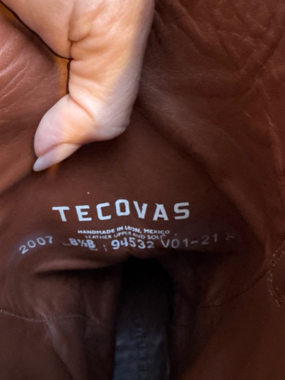 Tecovas Annie cream white with Tan leather cowboy boots 8.5 B - Picture 7 of 8